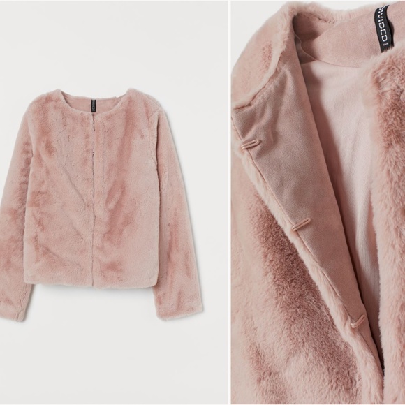 H&M Jackets & Blazers - Pink Faux Fur Jacket - H & M - Medium